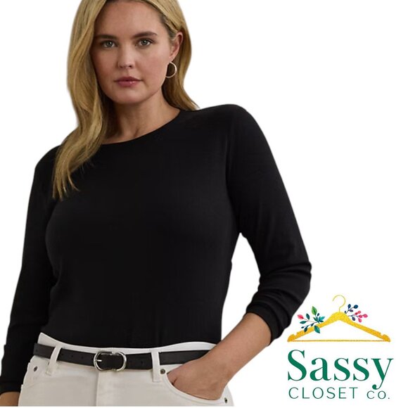 Lauren Ralph Lauren Tops - Lauren Ralph Lauren – Black Tee, Cotton Stretch, Sz XL, EUC